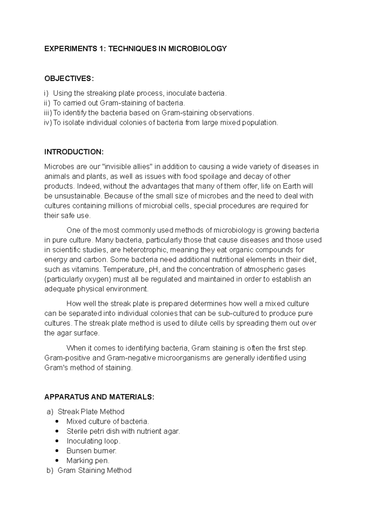 lab report experiment basic techniques in microscopy