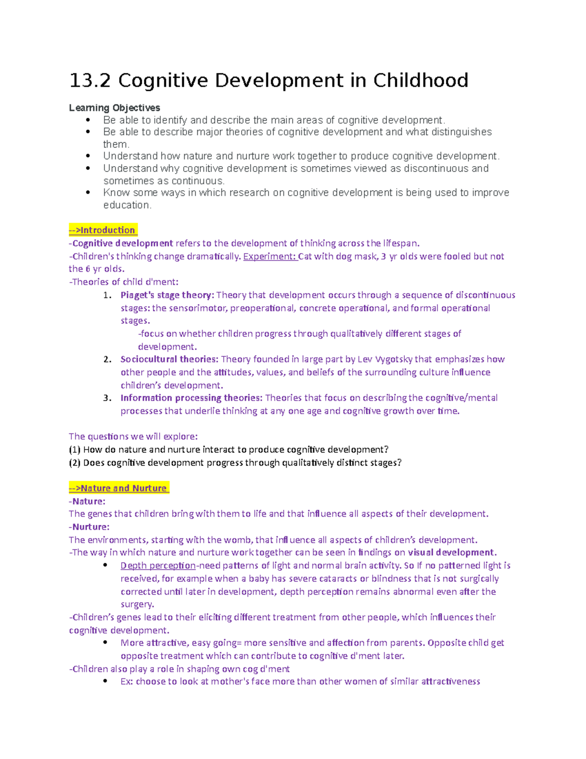 13.2 Cognitive Development in Childhood 13 Cognitive Development