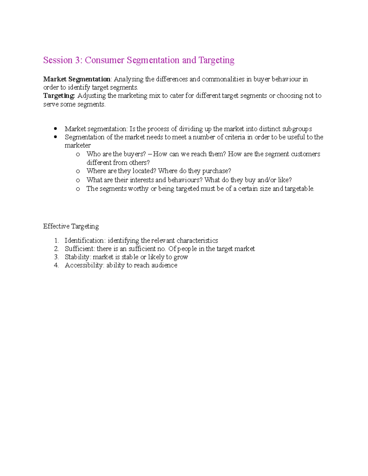 Session 3- Consumer Segmentation and Targeting - Targeting: Adjusting ...