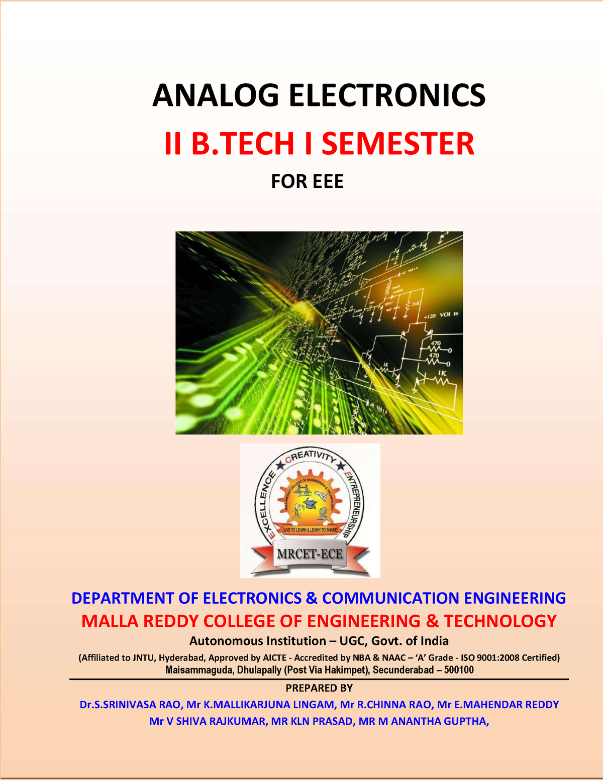 Analog Electronics Digital Notes - ANALOG ELECTRONICS II B I SEMESTER ...