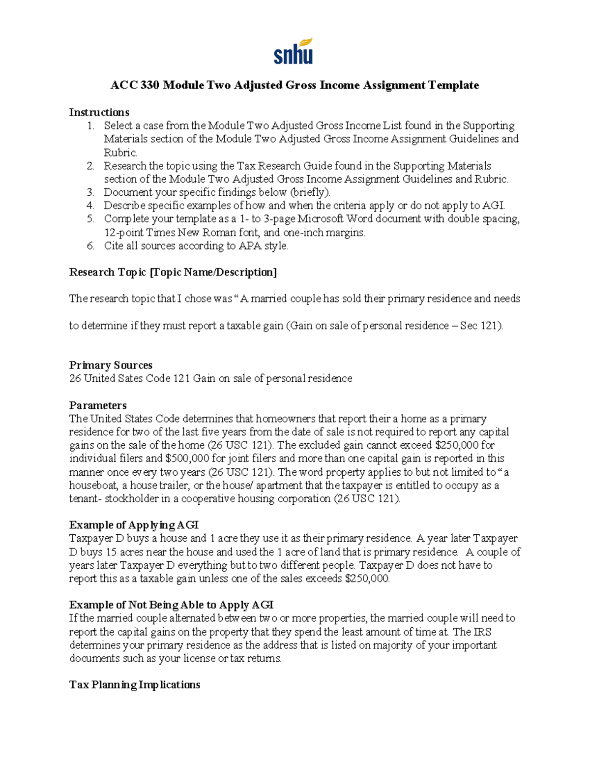 ACC 330 Module Two Adjusted Gross Complete - ACC 330 Module Two ...