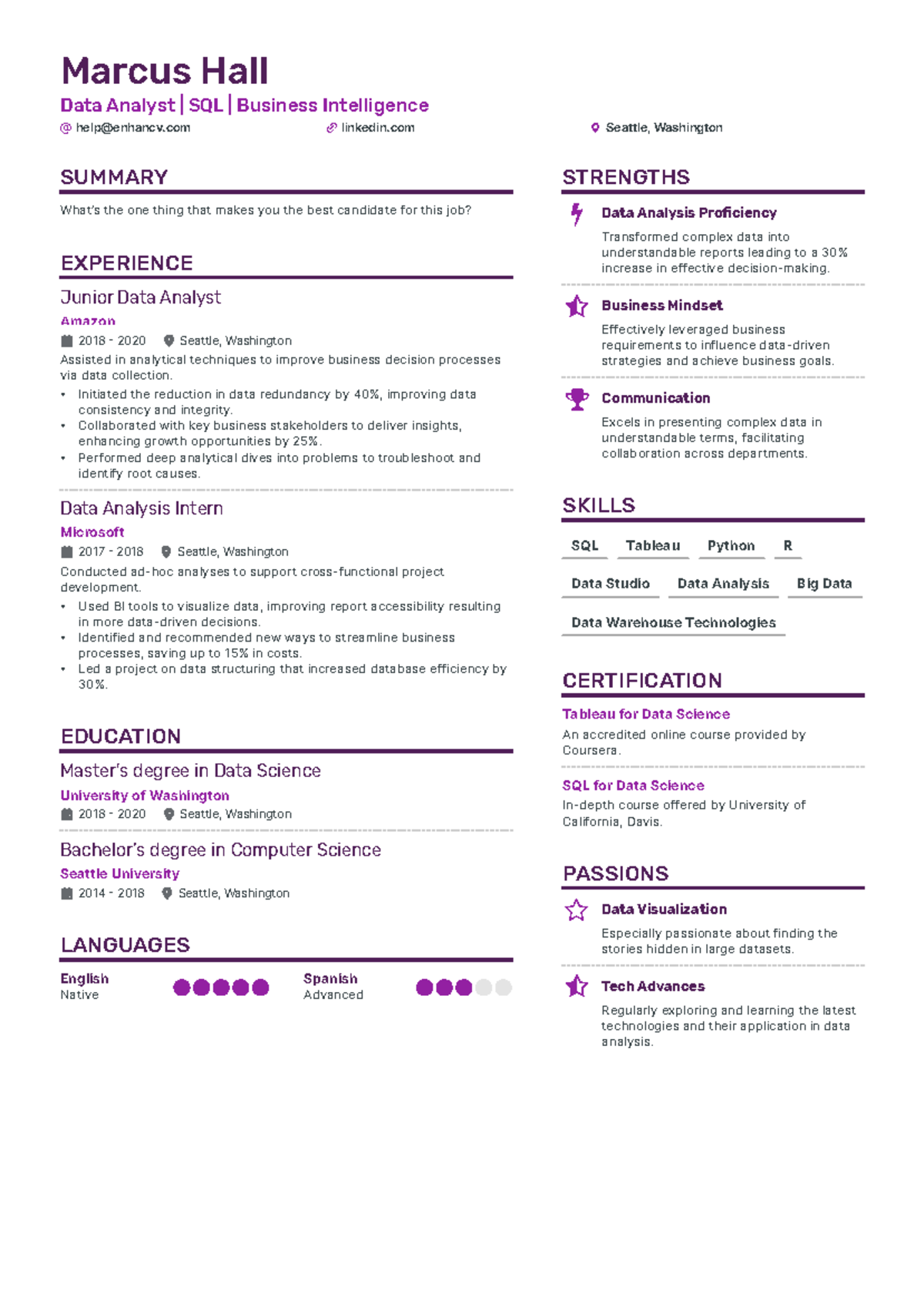 Marcus Hall Resume - ádasdad - Marcus Hall Data Analyst | SQL ...