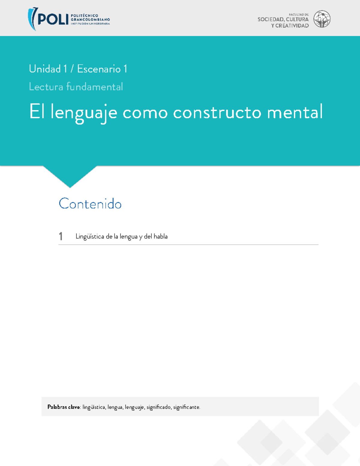 Lenguaje constructo mental 1 - Contenido 1 Lingüística de la lengua y ...