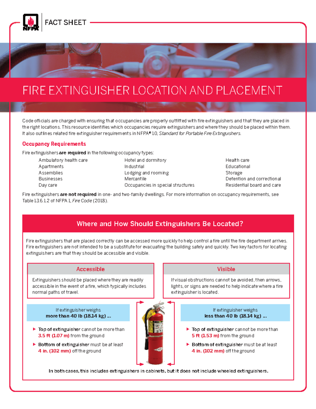 Fire Extinguisher Fact Sheet - FIRE EXTINGUISHER LOCATION AND PLACEMENT ...