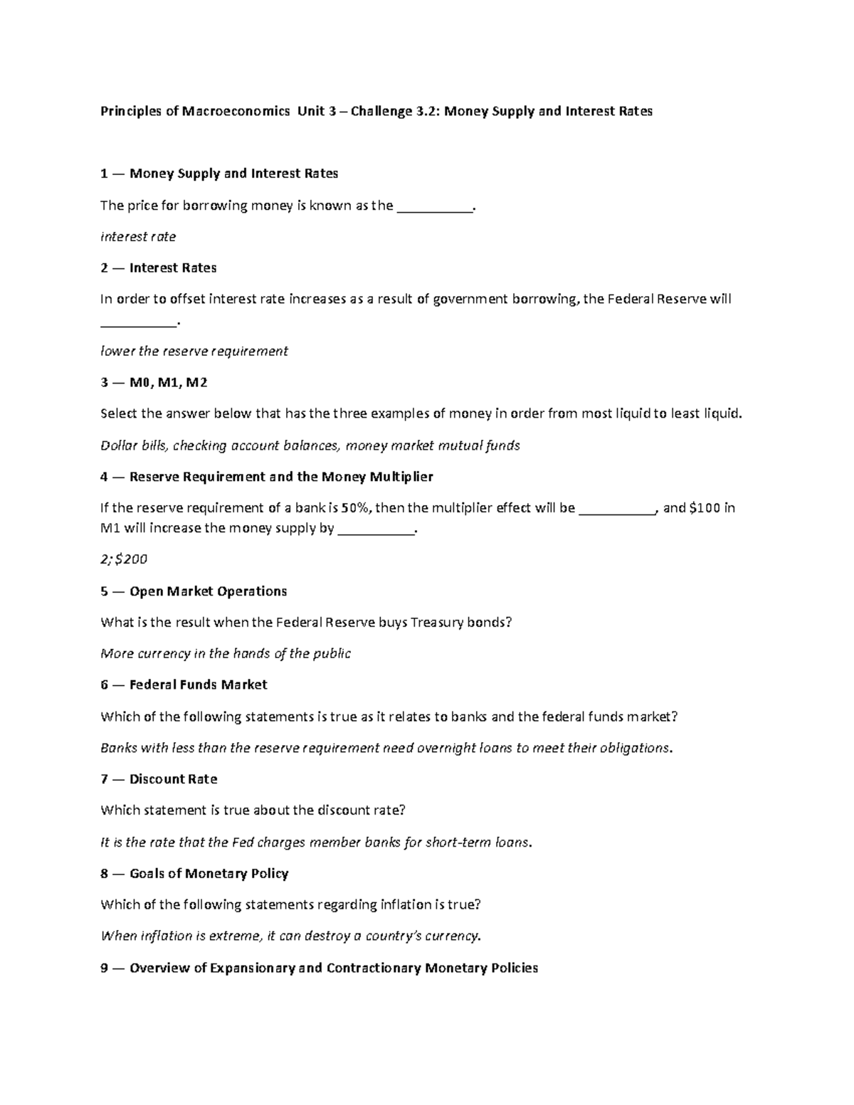 Sophia Pathways Principles Of Macroeconomics Unit 3 – Challenge 3.2 ...