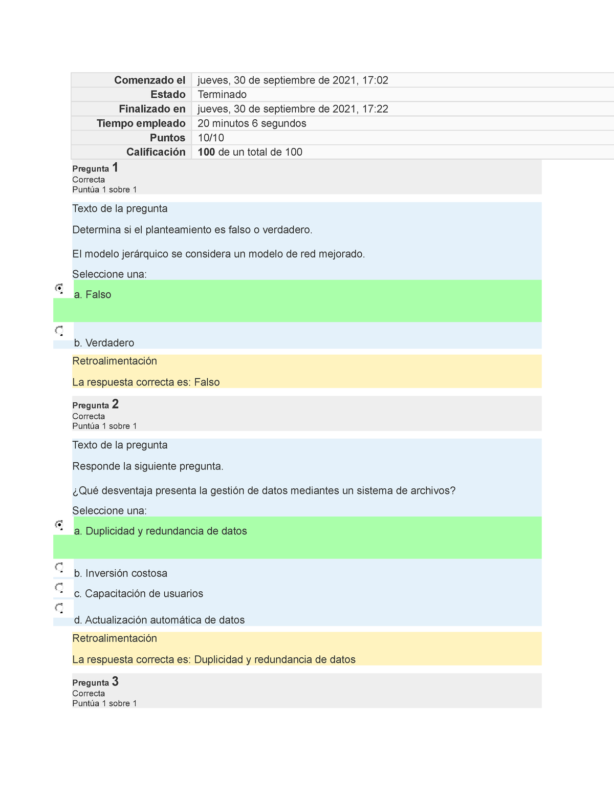 Conceptos Básicos De Bases De Datos Examen - Comenzado El Jueves, 30 De ...