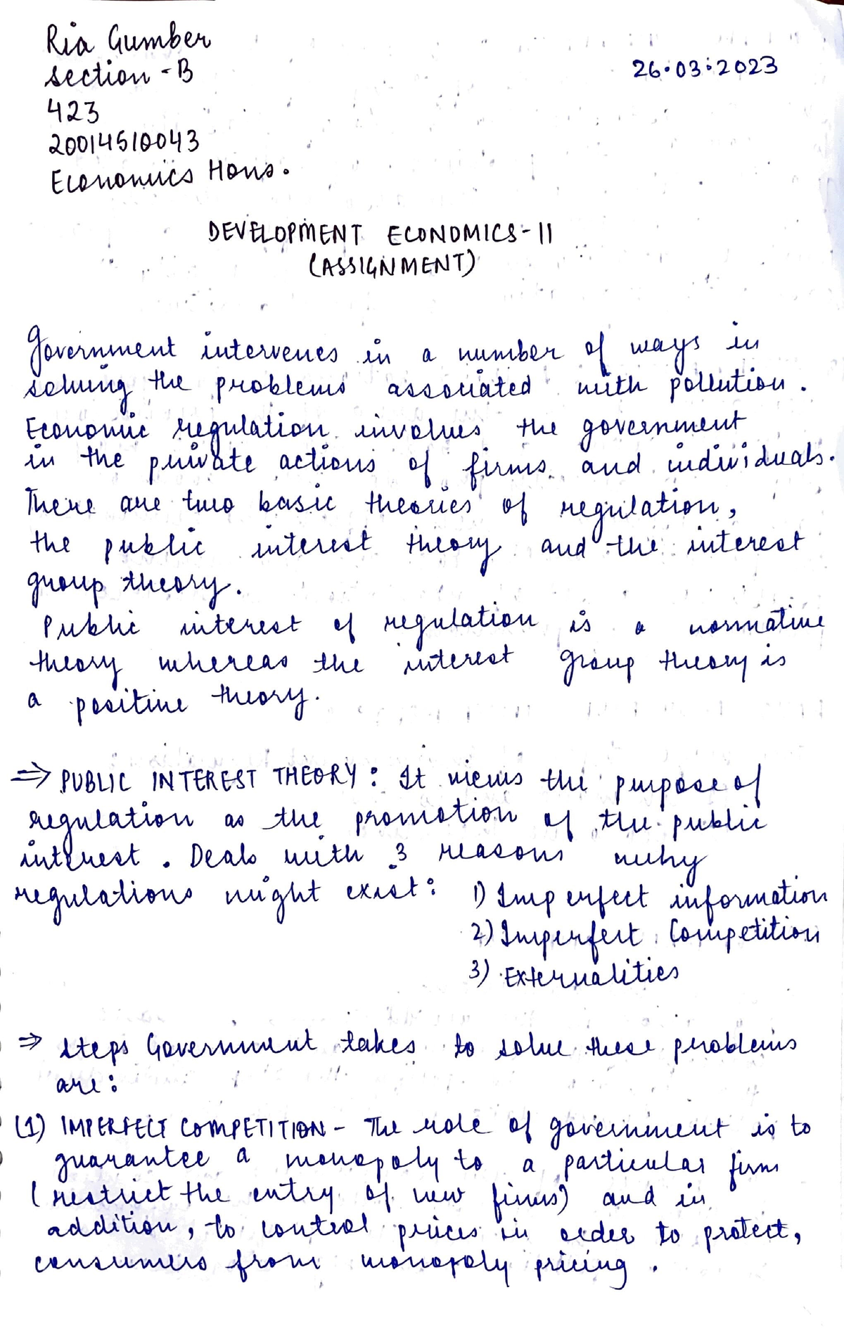 development economics assignment topics