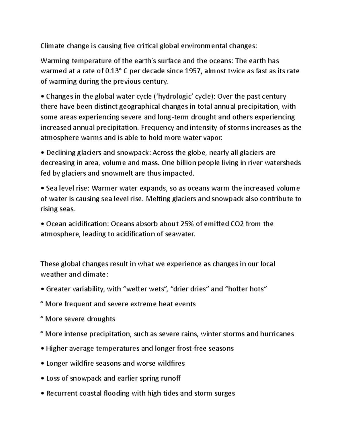 Climate change is causing five critical global environmental changes ...