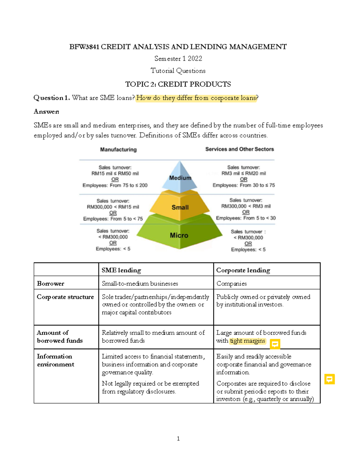 Tutorial 2 Questions With Answers - 1 BFW3841 CREDIT ANALYSIS AND ...
