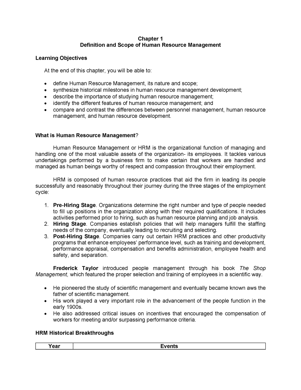 Chapter 1 - Definition AND Scope OF Human Resource Management - Chapter ...