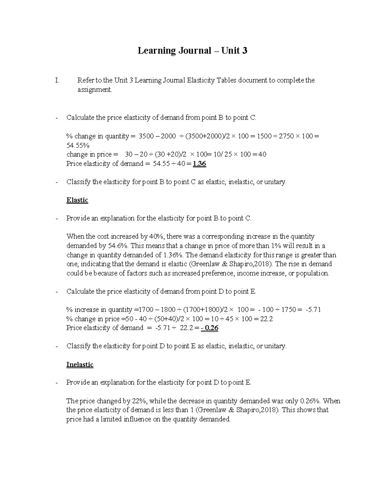 Learning Journal - U3 - Micro Eco - Learning Journal – Unit 3 I. Refer ...