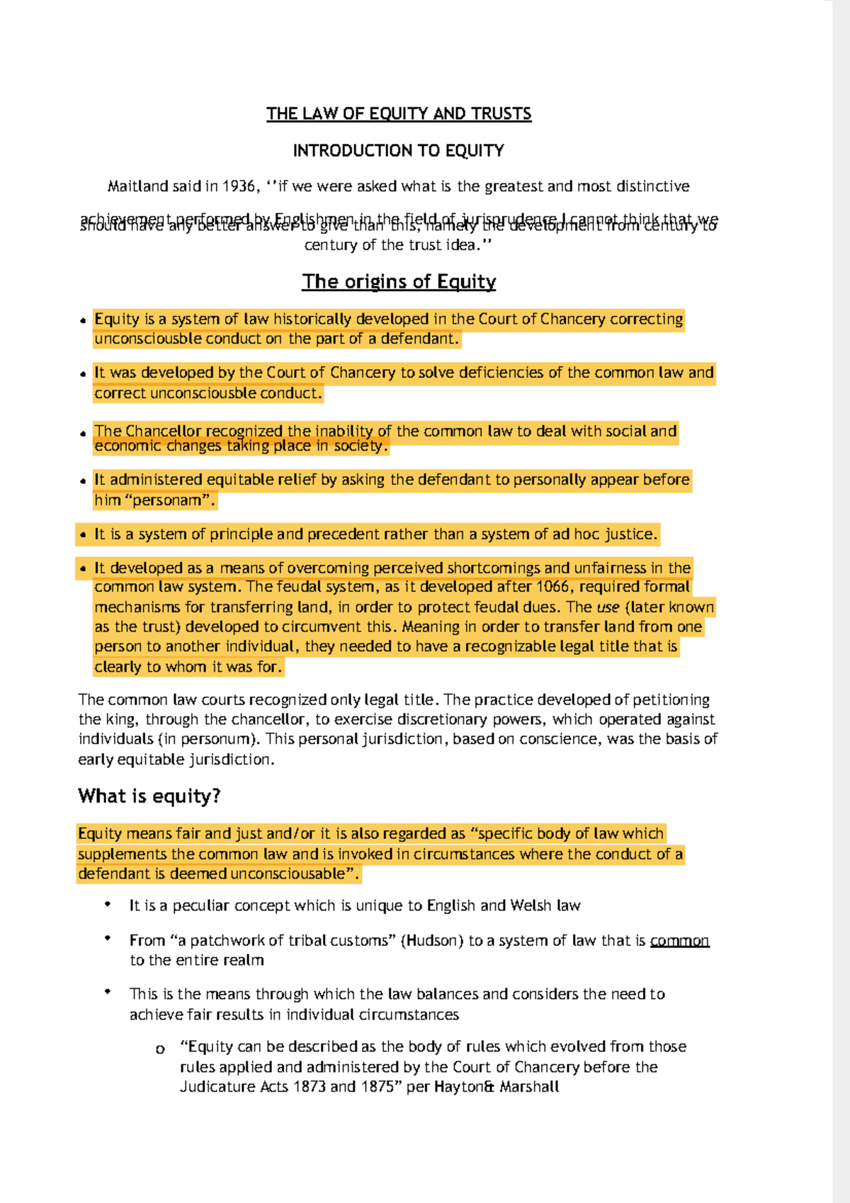 Fdocuments - sgs - THE LAW OF EQUITY AND TRUSTS INTRODUCTION TO EQUITY ...