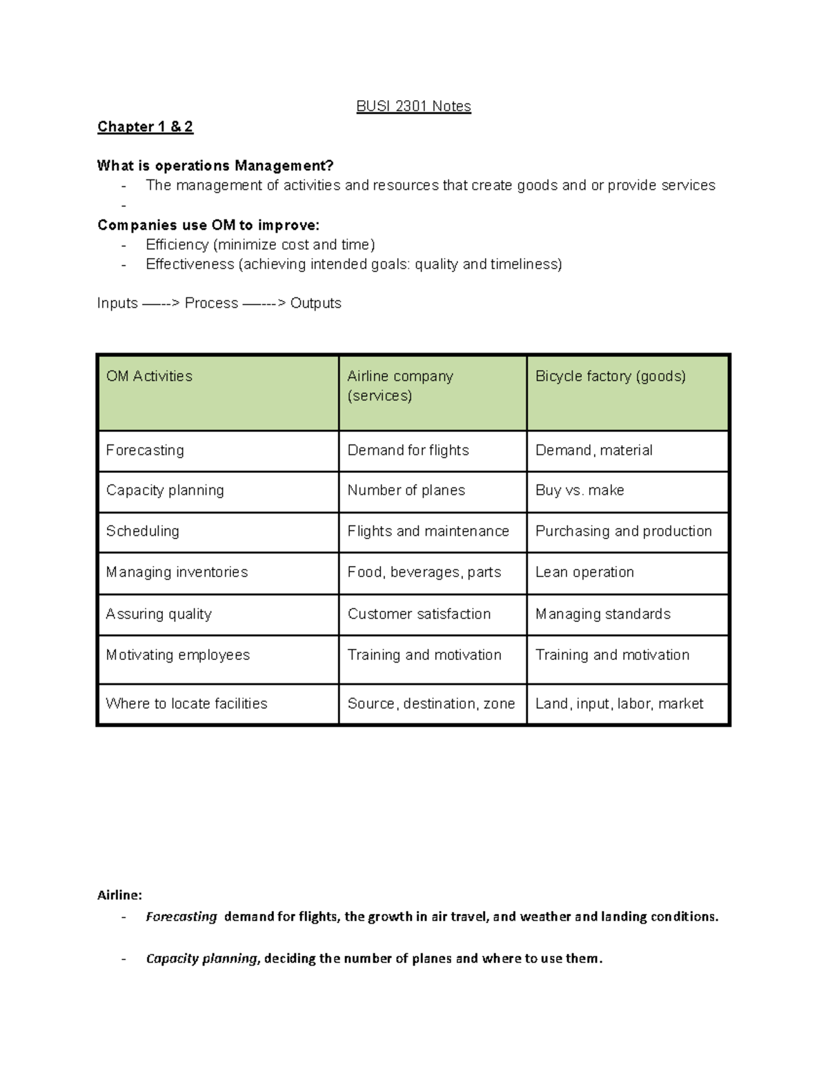 Supply Chain Managment course study Notes - ADM3301 - uOttawa - Studocu