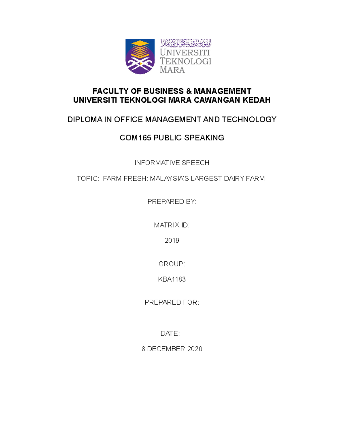 Informative Speech Com165 Public Speaking Faculty Of Business