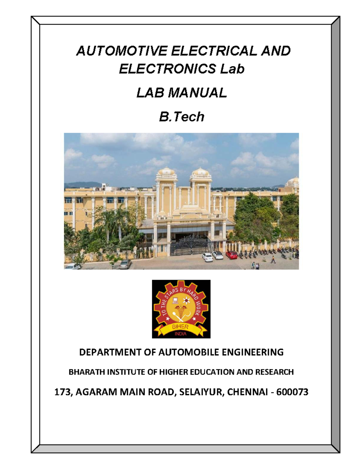 Automotive Electrical and Electronics lab file AUTOMOTIVE ELECTRICAL