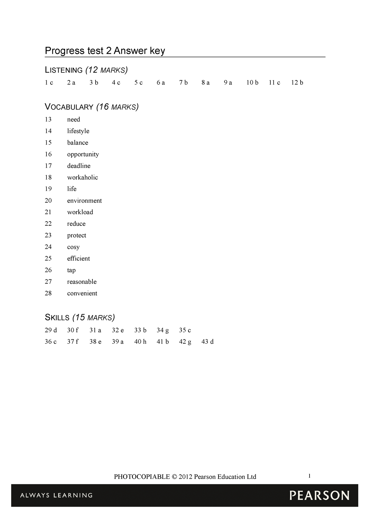 Progress Test 2 Answer Key - Progress Test 2 Answer Key LISTENING (12 ...