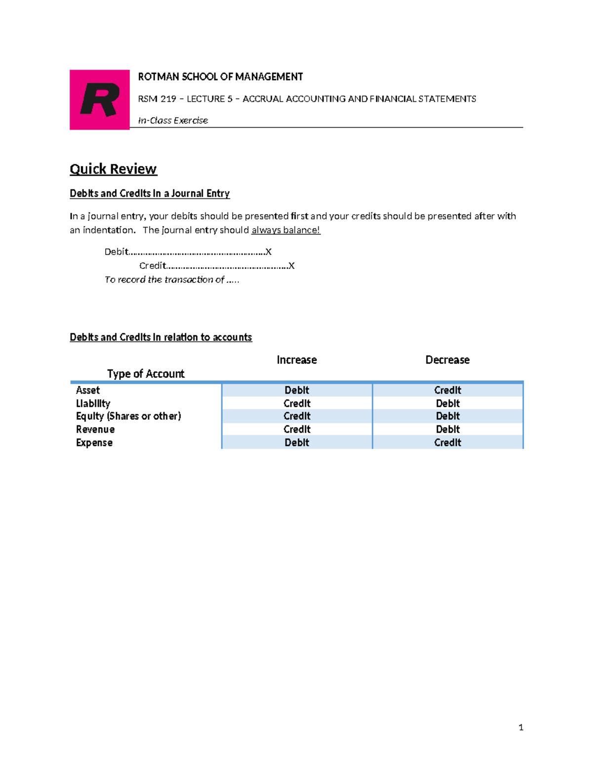 RSM 219 - Class 5 (CH3) - Accrual Accounting and Financial Statements ...