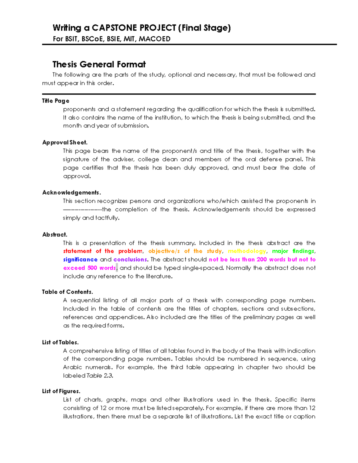 Copy of Capstone Final Format 11 - For BSIT, BSCoE, BSIE, MIT, MACOED ...