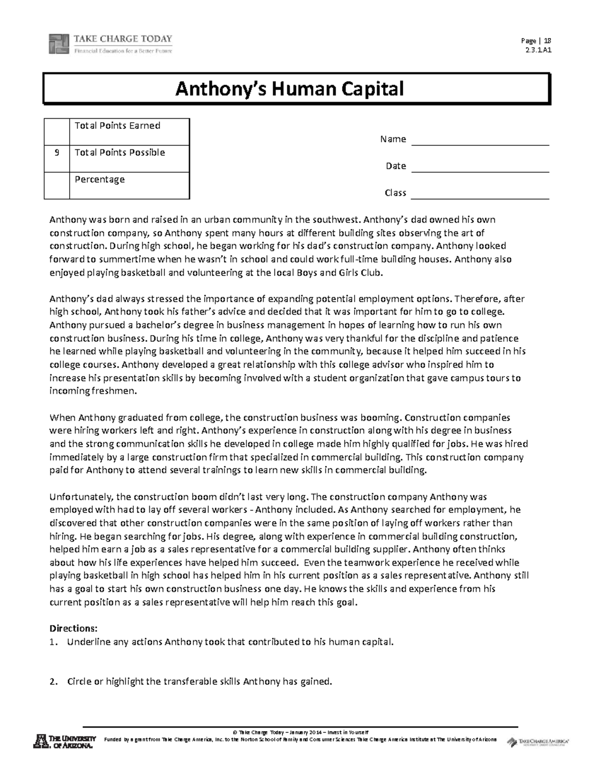 Anthonys Human Capital 2.3 - Page | 18 2.3.1 © Take Charge Today ...