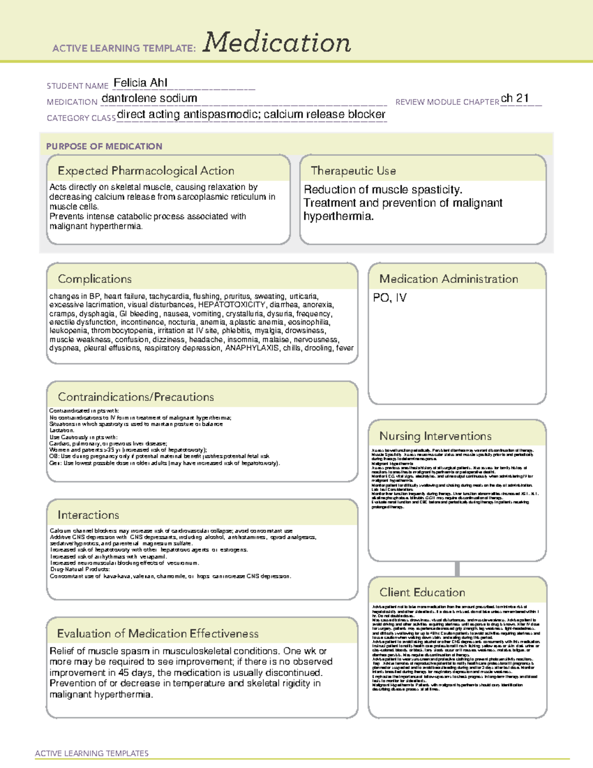 Dantrolene sodium - drug cards - ACTIVE LEARNING TEMPLATES Medication ...