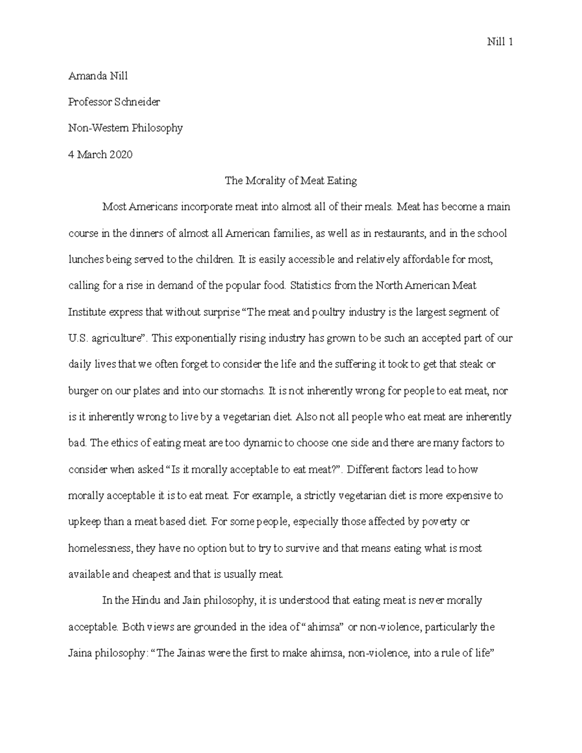 an essay about eating meat