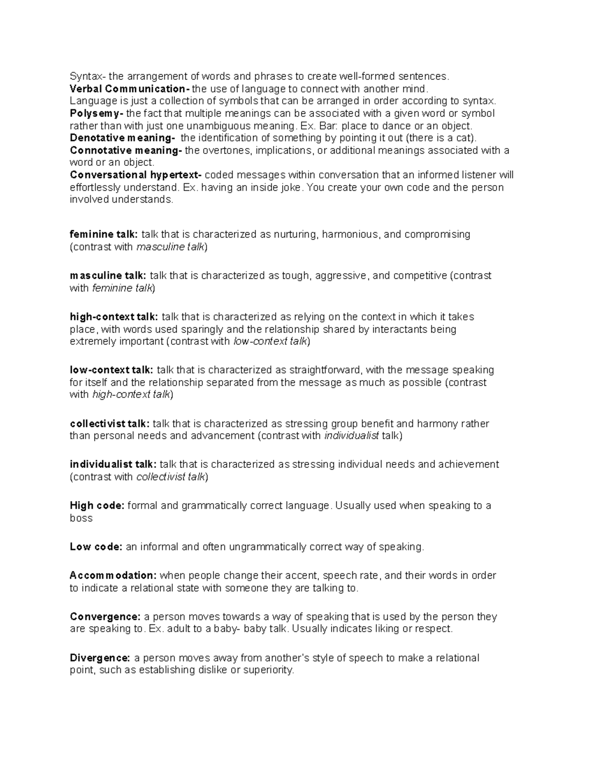 Verbal communication - Syntax- the arrangement of words and phrases to ...