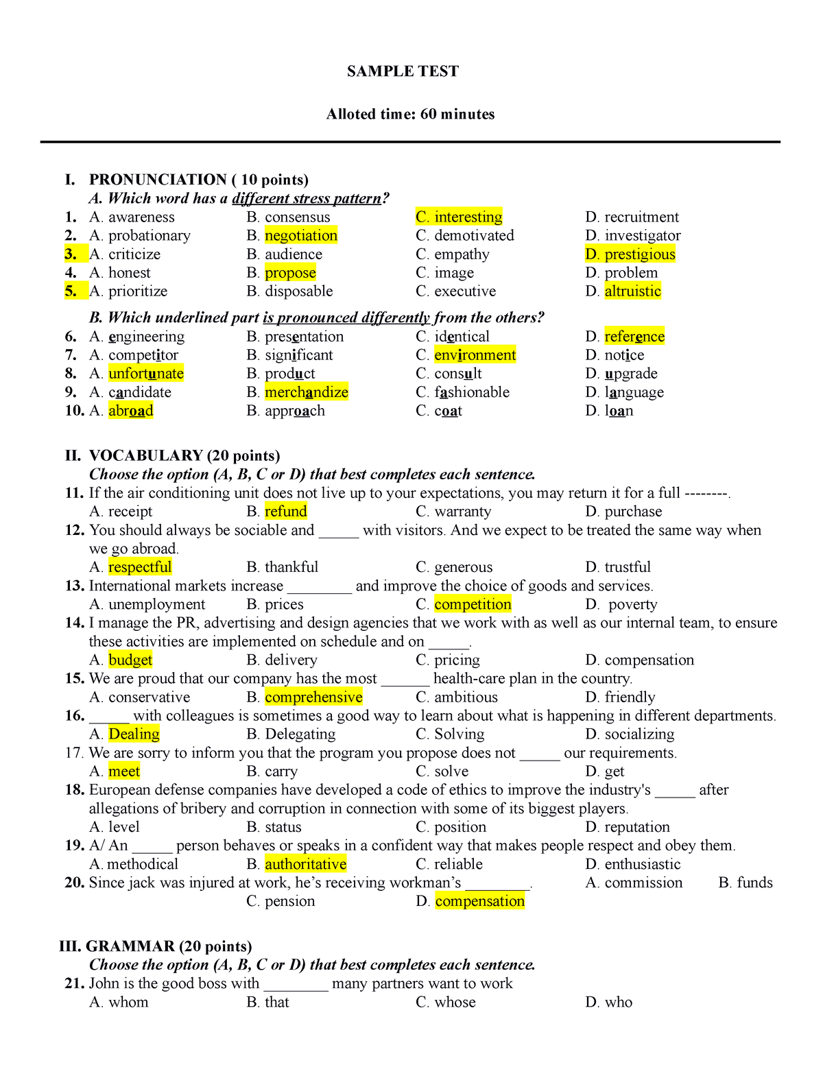 Sample-test - Test - Sample Test Alloted Time: 60 Minutes I 