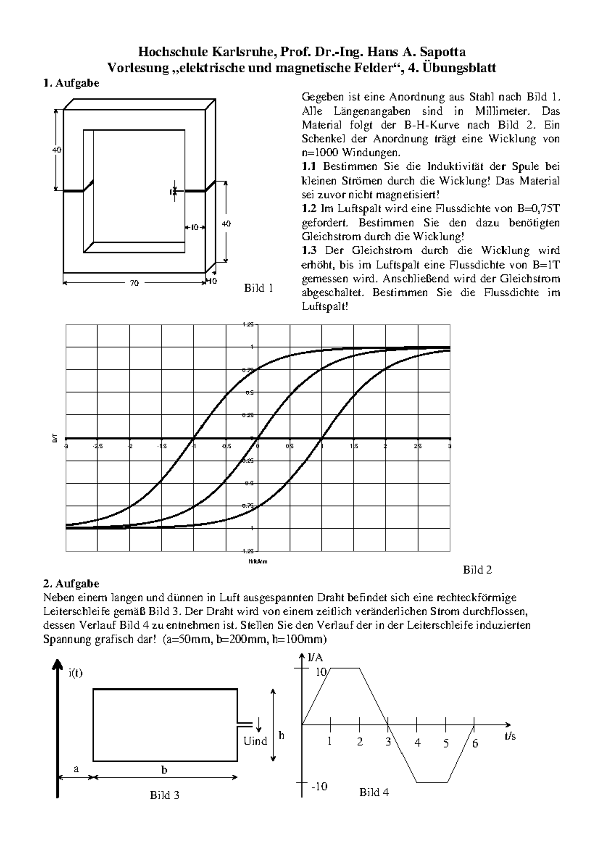 Ubung 4 Aufgaben - Hochschule Karlsruhe, Prof. Dr.-Ing. Hans A. Sapotta ...