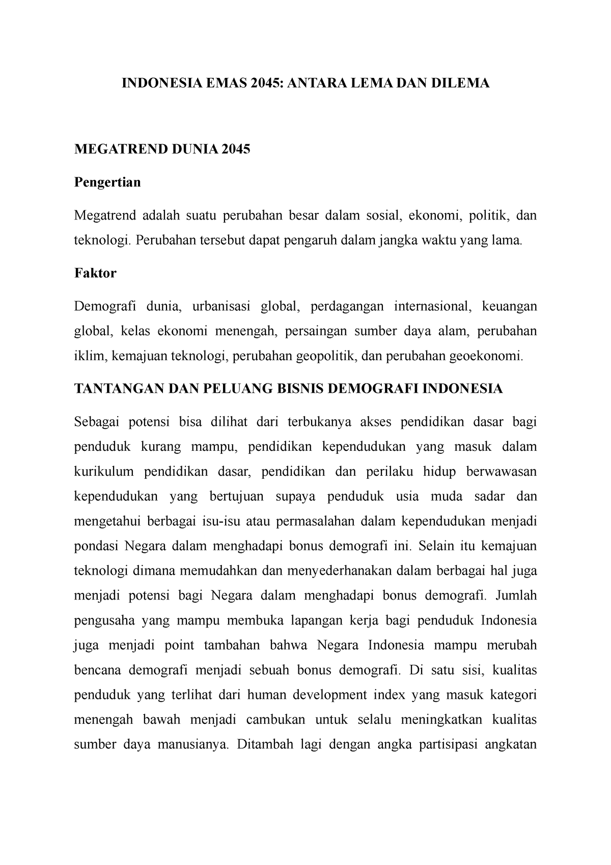 Indonesia EMAS 2045 - INDONESIA EMAS 2045: ANTARA LEMA DAN DILEMA ...