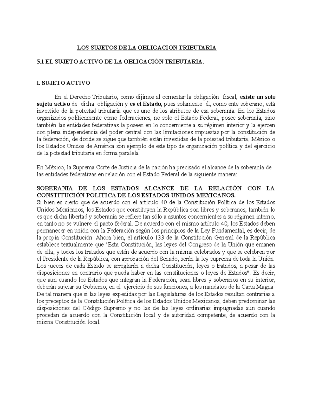 Sujetos de la Obligacion Tributaria - LOS SUJETOS DE LA OBLIGACION ...
