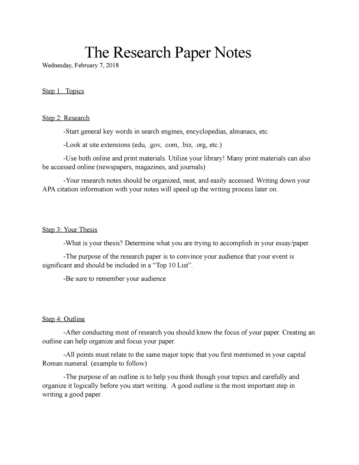 how to write research paper notes