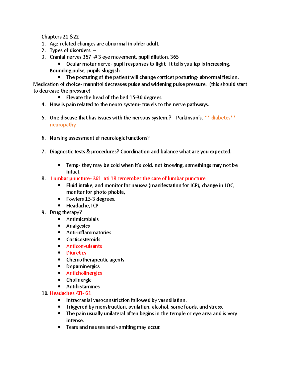 Chapters 21. neruroloc system. - Chapters 21 & Age-related changes are ...