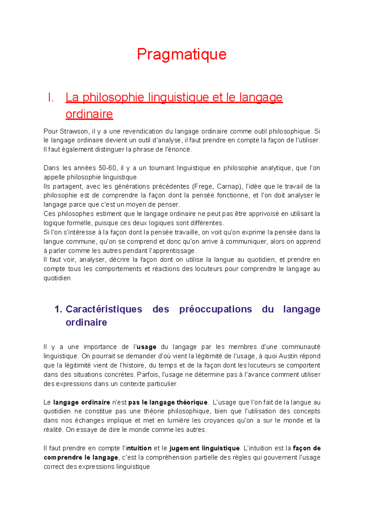 Pragmatique - Notes De Cours 1-12 - Pragmatique I. La Philosophie ...