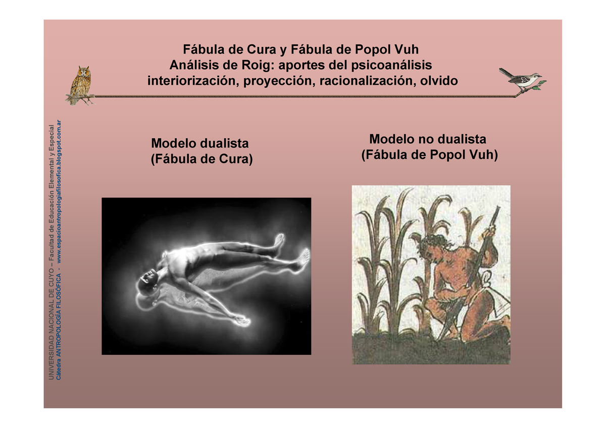 Modelos hombre en fabulas 1 - Fábula de Cura y Fábula de Popol Vuh Análisis  de Roig: aportes del - Studocu