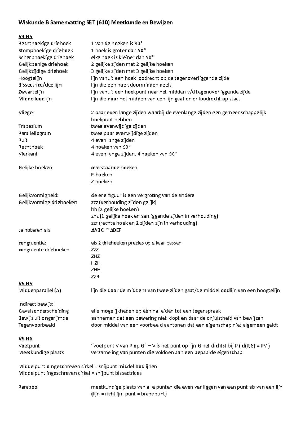 Wiskunde B Samenvatting Bewijzen En Meetkunde - Wiskunde B Samenvatting ...