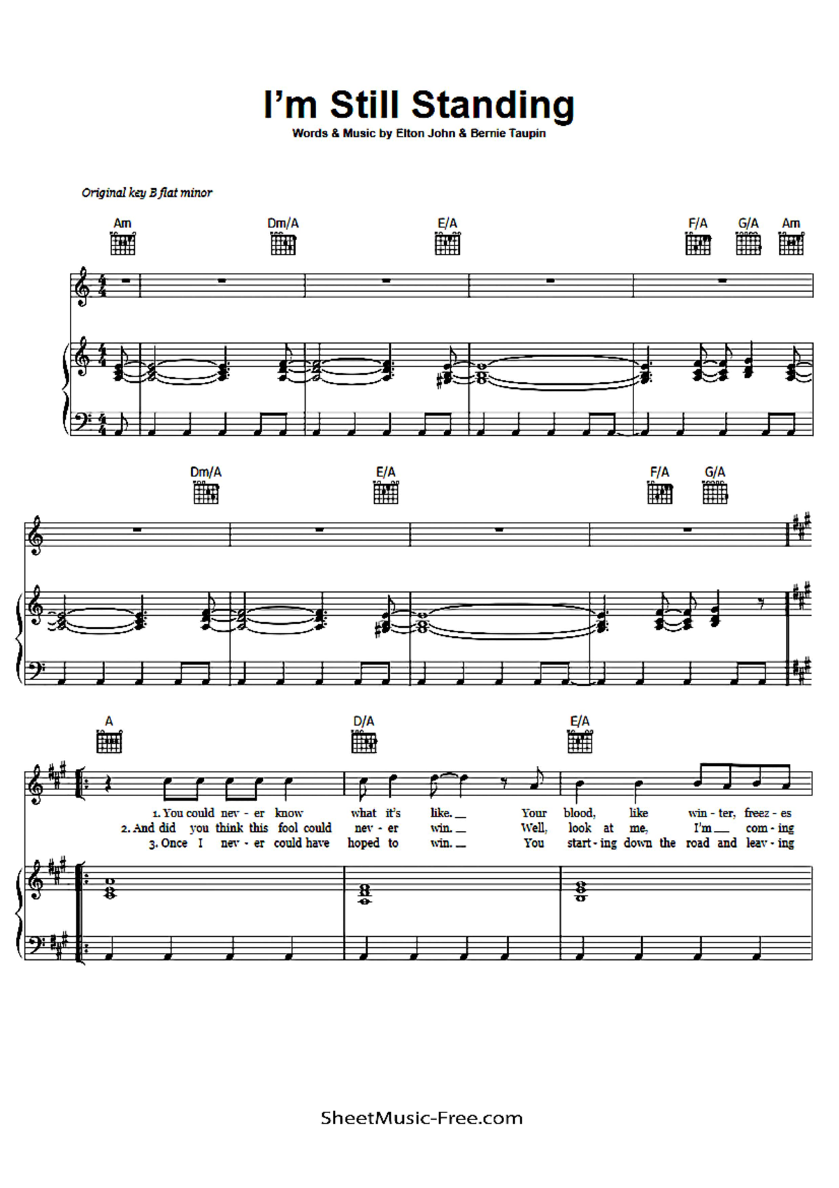 I m Still Standing Sheet Music Elton John (Sheet Music-Free - Studocu