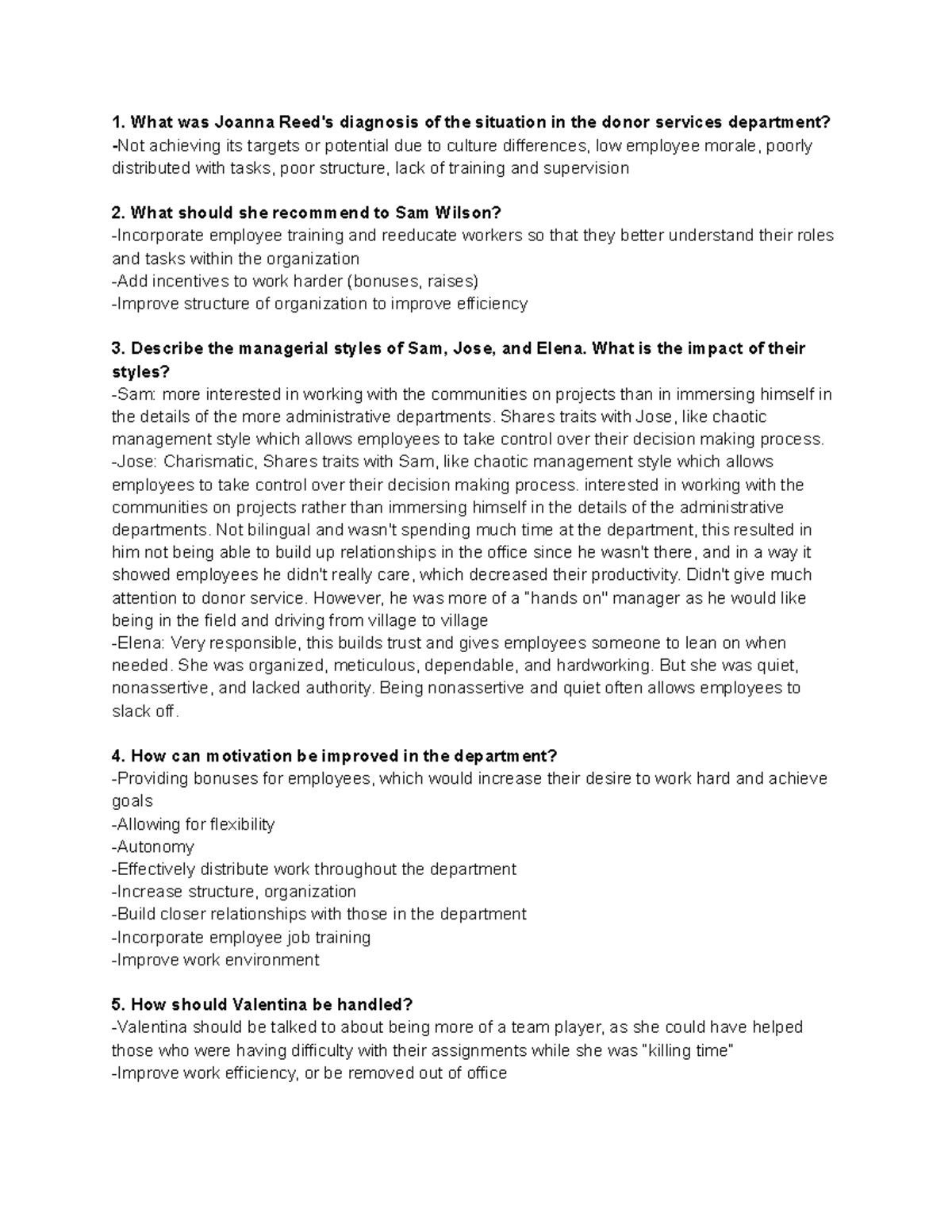 Donor case study - What was Joanna Reed's diagnosis of the situation in ...