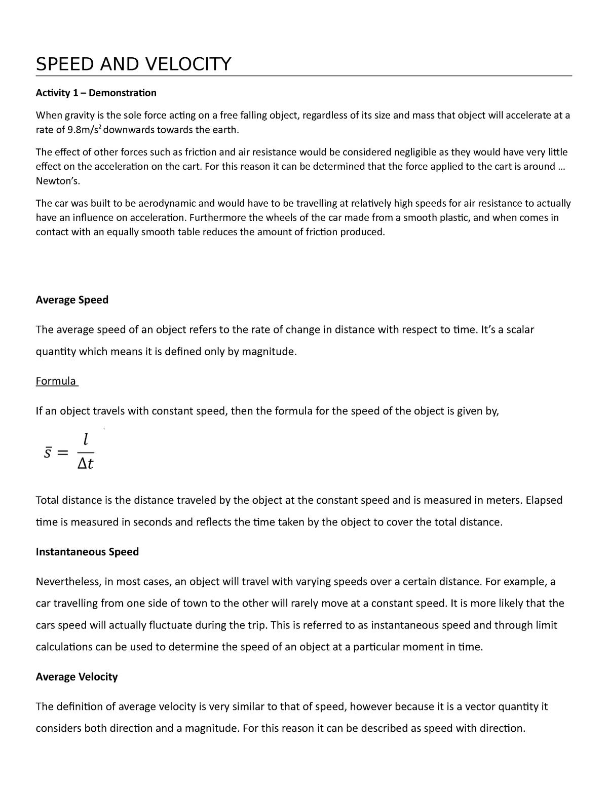 Graphing Speed And Velocity Data Worksheet Answers