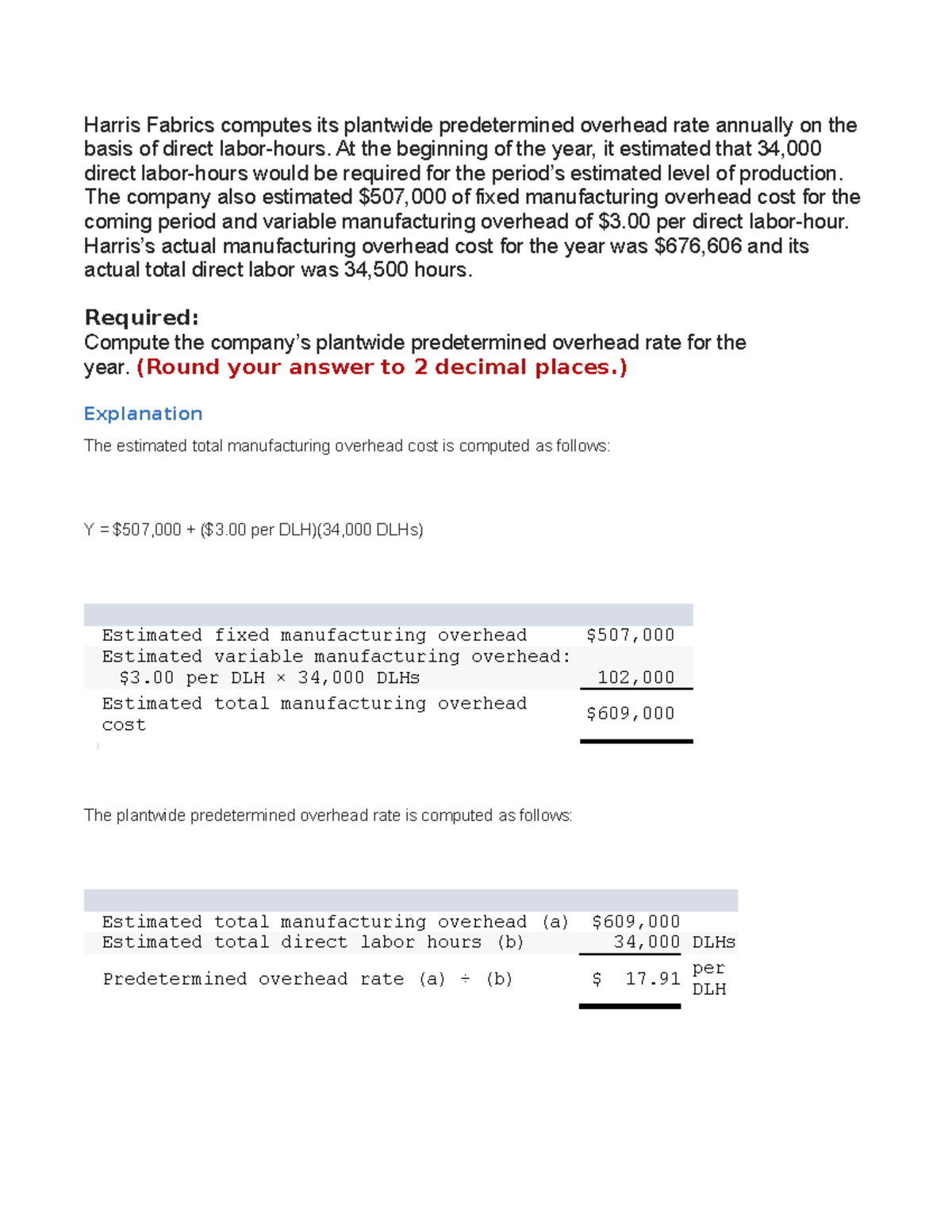 New Microsoft Word Document - Harris Fabrics computes its plantwide ...