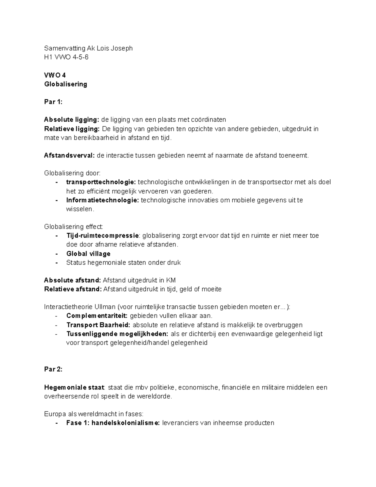 Samenvatting Ak H1 VWO 4 + 5 - Samenvatting Ak Lois Joseph H1 VWO 4-5 ...