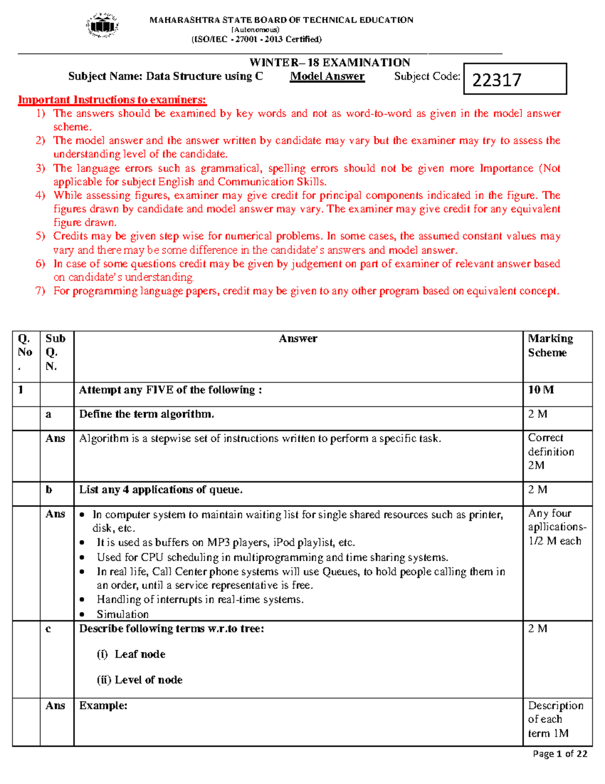 22317 2018 Winter Model Answer Paper - (Autonomous) (ISO/IEC - 27001 ...