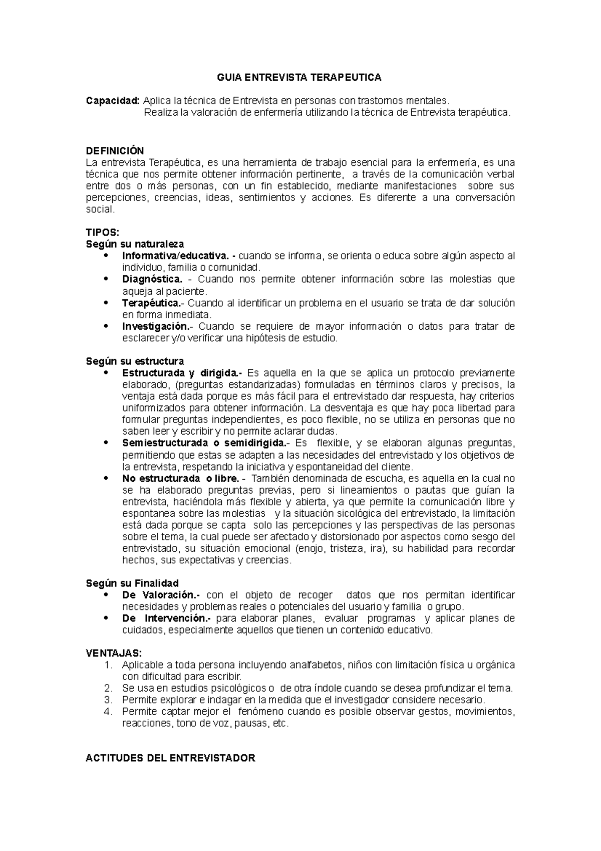 GUIA Actual Entrevista 2023 - GUIA ENTREVISTA TERAPEUTICA Capacidad ...