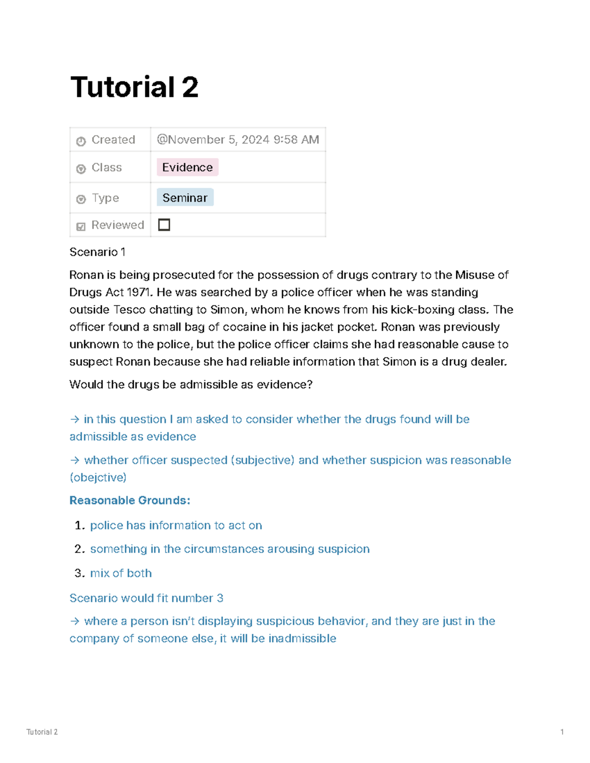 Evidence Tutorial 2 - Tutorial 2 Created Class Evidence Type Seminar ...