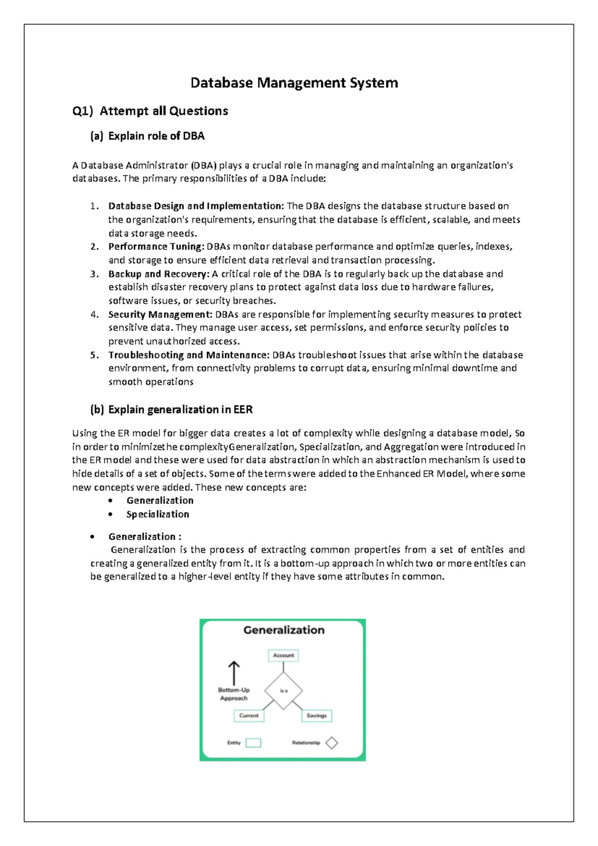 Database Management System (Solution) - Database Management System Q1 ...