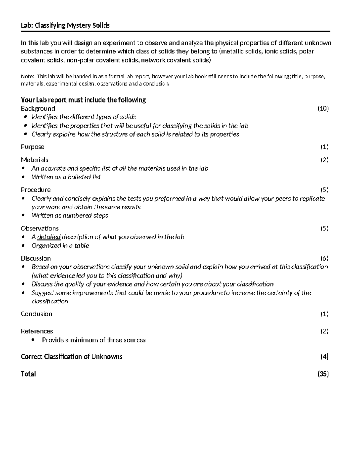Lab identifying mystery solids Lab Classifying Mystery Solids In
