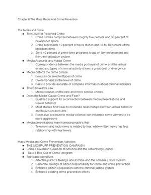 Chapter 1 Crime and the Fear of Crime - Part I crimes (violent crimes ...