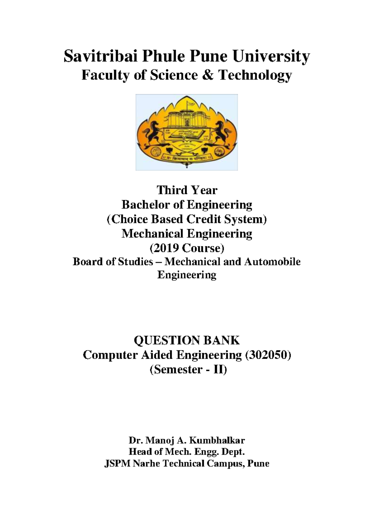 CAE QB - Notes - Savitribai Phule Pune University Faculty of Science ...
