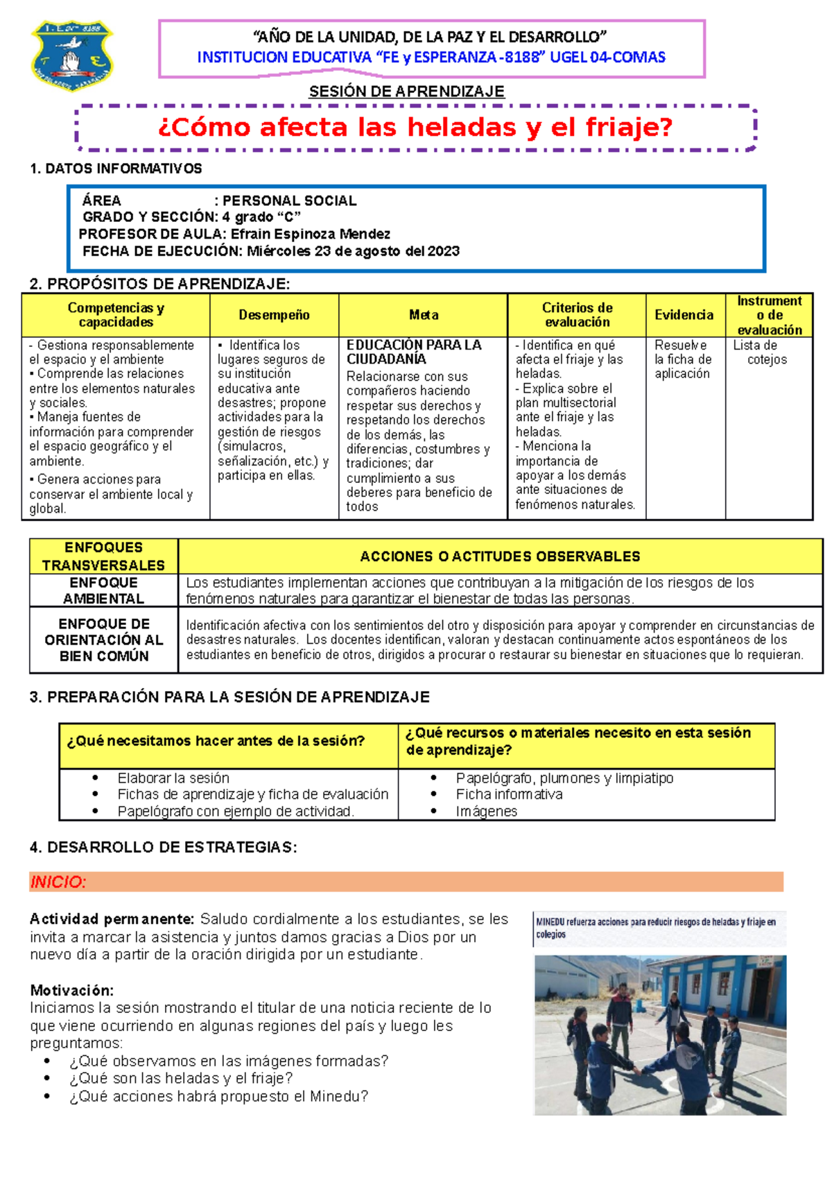 Personal - Cómo afecta las heladas y el friaje - Miérc 23-8 - SESIÓN DE ...