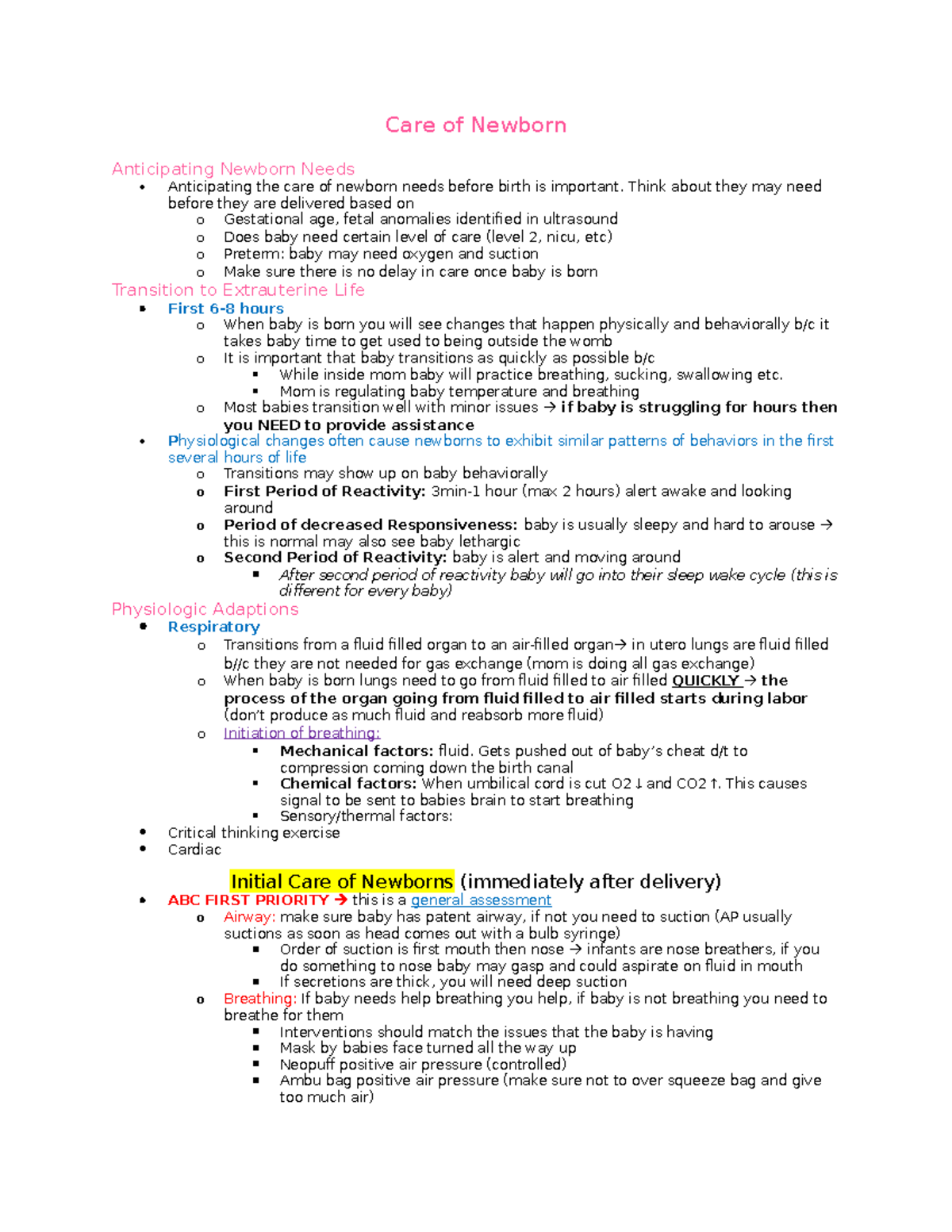 thesis of newborn care