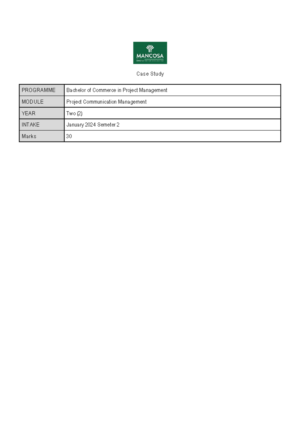 PM Project Communication Management Case Study Case Study